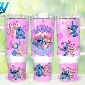 Stitch Cartoon Custom Stanley Quencher 40oz Stainless Steel Tumbler With Handle