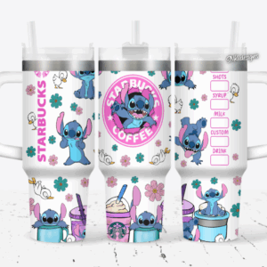 Stitch Cartoon Custom Stanley Quencher 40oz Stainless Steel Tumbler With Handle