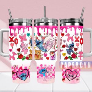 Stitch Custom Stanley Quencher 40oz Stainless Steel Tumbler With Handle