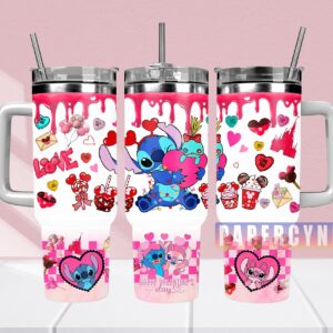 Stitch Custom Stanley Quencher 40oz Stainless Steel Tumbler With Handle