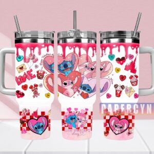 Stitch Custom Stanley Quencher 40oz Stainless Steel Tumbler With Handle