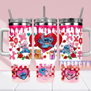 Stitch Custom Stanley Quencher 40oz Stainless Steel Tumbler With Handle
