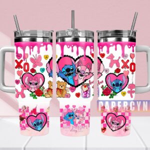 Stitch Custom Stanley Quencher 40oz Stainless Steel Tumbler With Handle