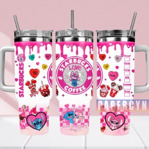 Stitch Custom Stanley Quencher 40oz Stainless Steel Tumbler With Handle