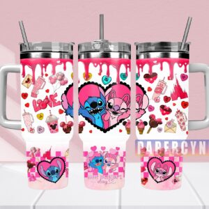 Stitch Custom Stanley Quencher 40oz Stainless Steel Tumbler With Handle