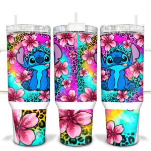 Stitch Disney Cartoon Custom Stanley Quencher 40oz Stainless Steel Tumbler With Handle