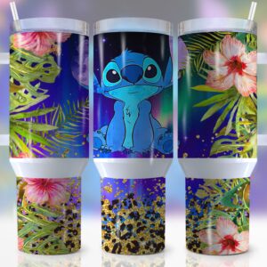 Stitch Disney Cartoon Custom Stanley Quencher 40oz Stainless Steel Tumbler With Handle