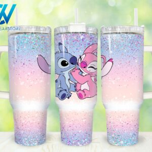 Stitch Disney Cartoon Custom Stanley Quencher 40oz Stainless Steel Tumbler With Handle