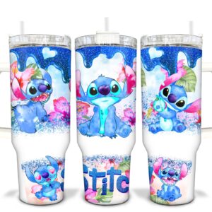 Stitch Disney Cartoon Custom Stanley Quencher 40oz Stainless Steel Tumbler With Handle