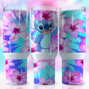 Stitch Disney Cartoon Custom Stanley Quencher 40oz Stainless Steel Tumbler With Handle
