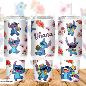 Stitch Disney Cartoon Custom Stanley Quencher 40oz Stainless Steel Tumbler With Handle