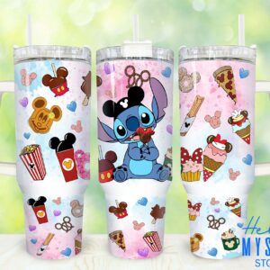 Stitch Disney Cartoon Custom Stanley Quencher 40oz Stainless Steel Tumbler With Handle