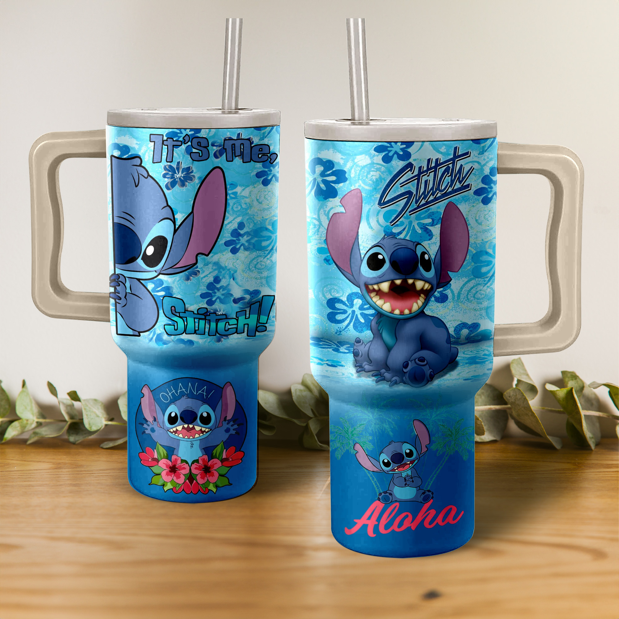 Stitch Disney Cartoon Custom Stanley Quencher 40oz Stainless Steel Tumbler With Handle