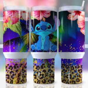 Stitch Disney Cartoon Custom Stanley Quencher 40oz Stainless Steel Tumbler With Handle