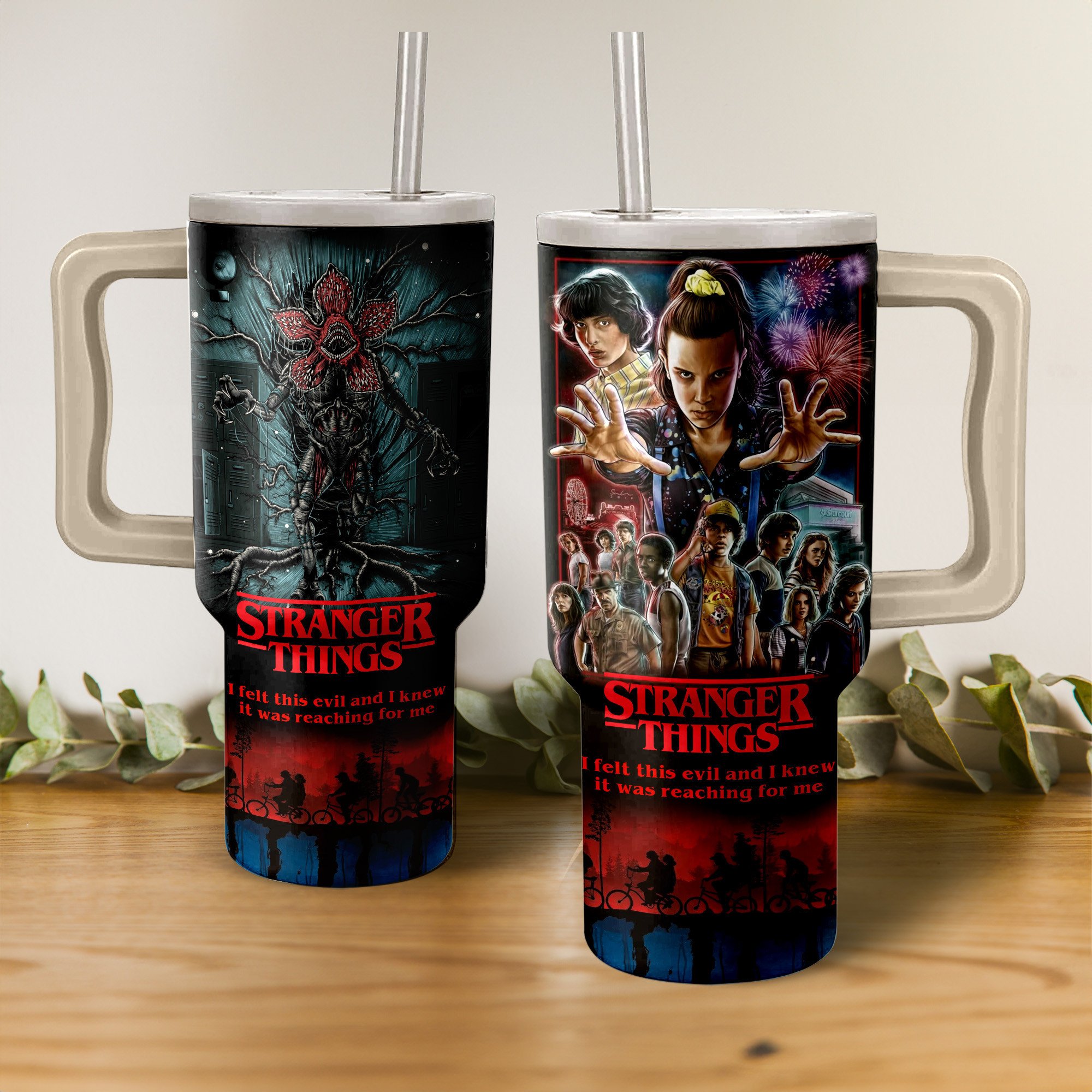 Stranger Things Movies Custom Stanley Quencher 40oz Stainless Steel Tumbler With Handle
