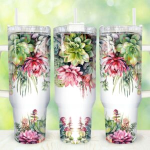 Succulent Cacti Custom Stanley Quencher 40oz Stainless Steel Tumbler With Handle