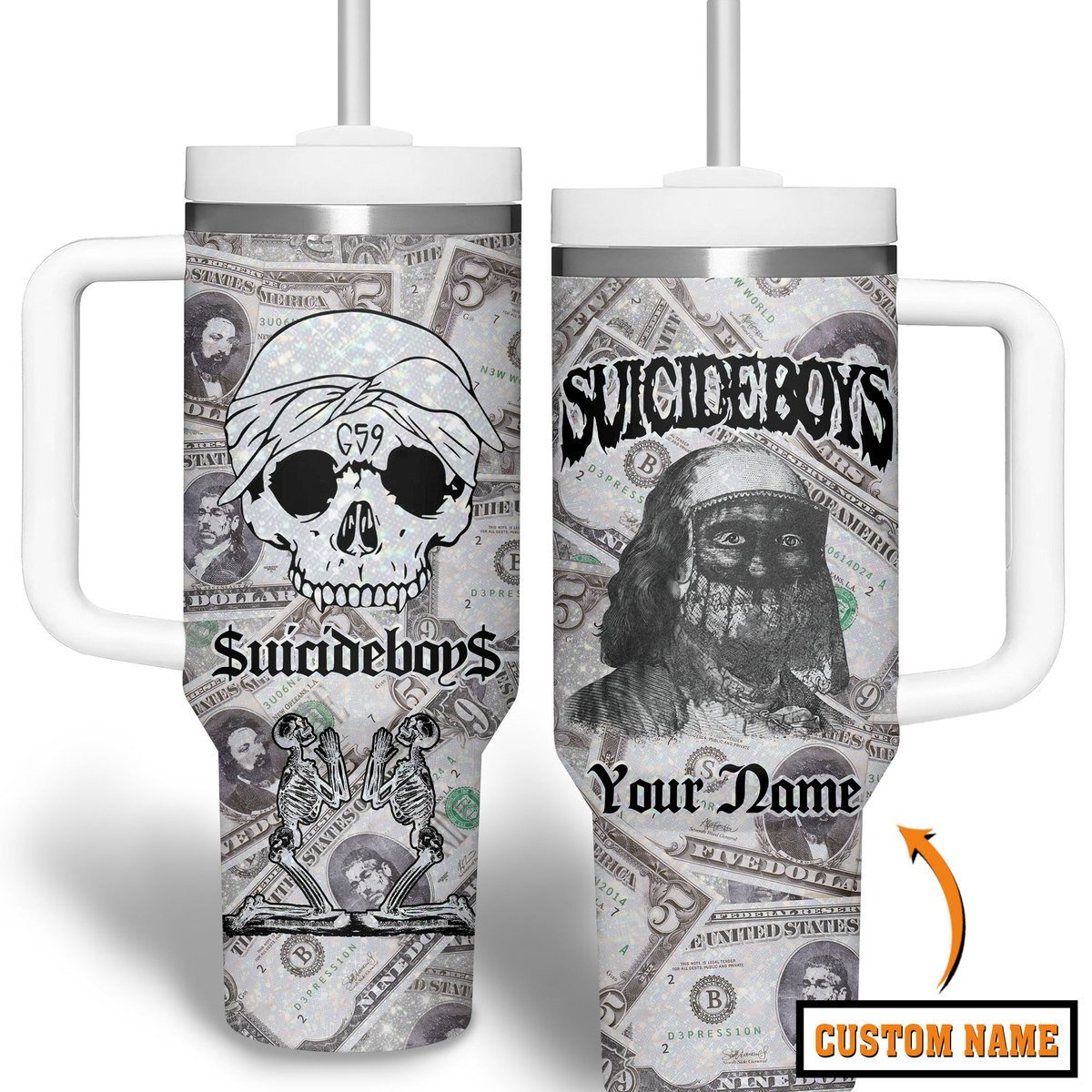 Suicideboy Music Custom Stanley Quencher 40oz Stainless Steel Tumbler With Handle