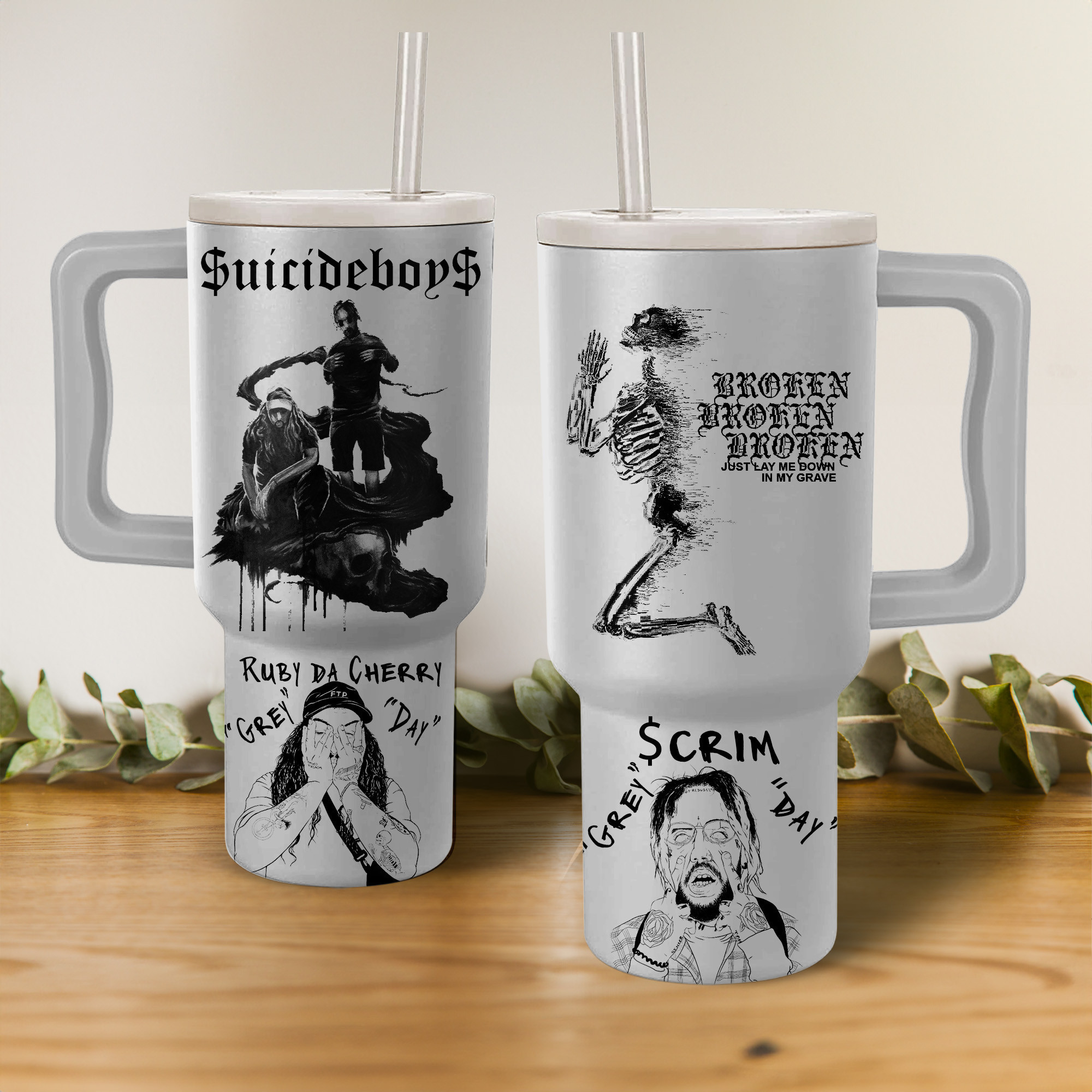 Suicideboys Music Custom Stanley Quencher 40oz Stainless Steel Tumbler With Handle