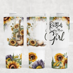 Sunflower Country Girl Vibes Custom Stanley Quencher 40oz Stainless Steel Tumbler With Handle