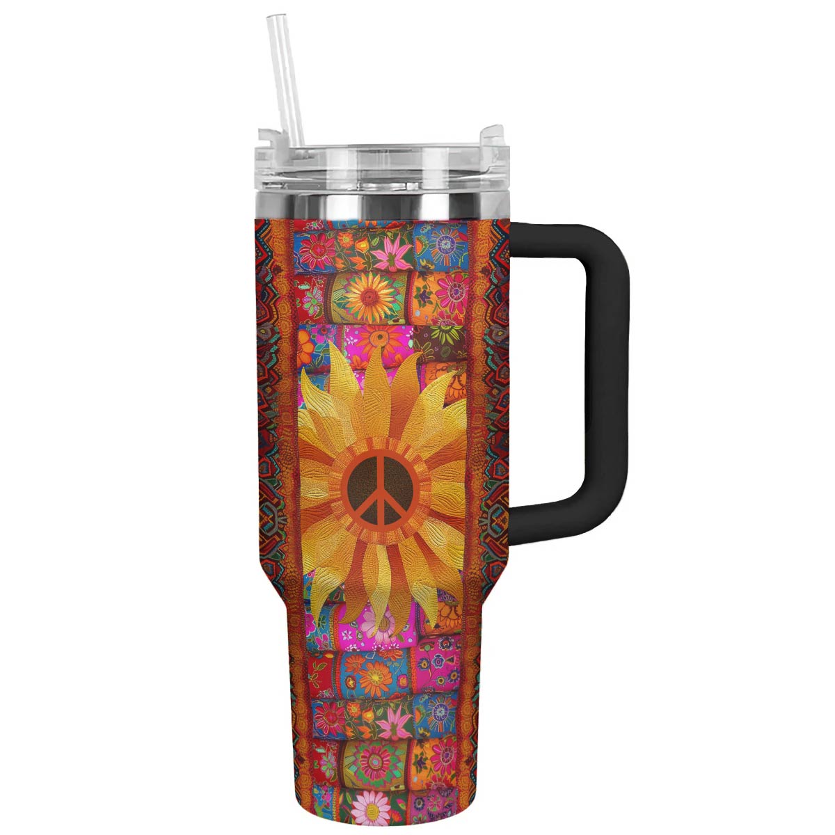 Sunflower Custom Stanley Quencher 40oz Stainless Steel Tumbler With Handle