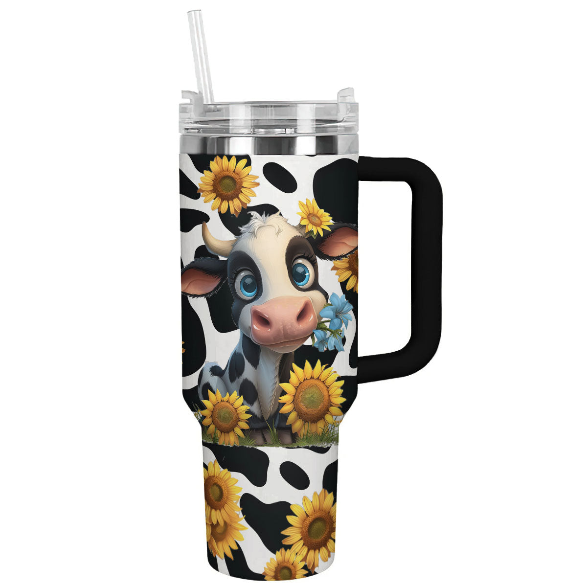 Sunflower Custom Stanley Quencher 40oz Stainless Steel Tumbler With Handle