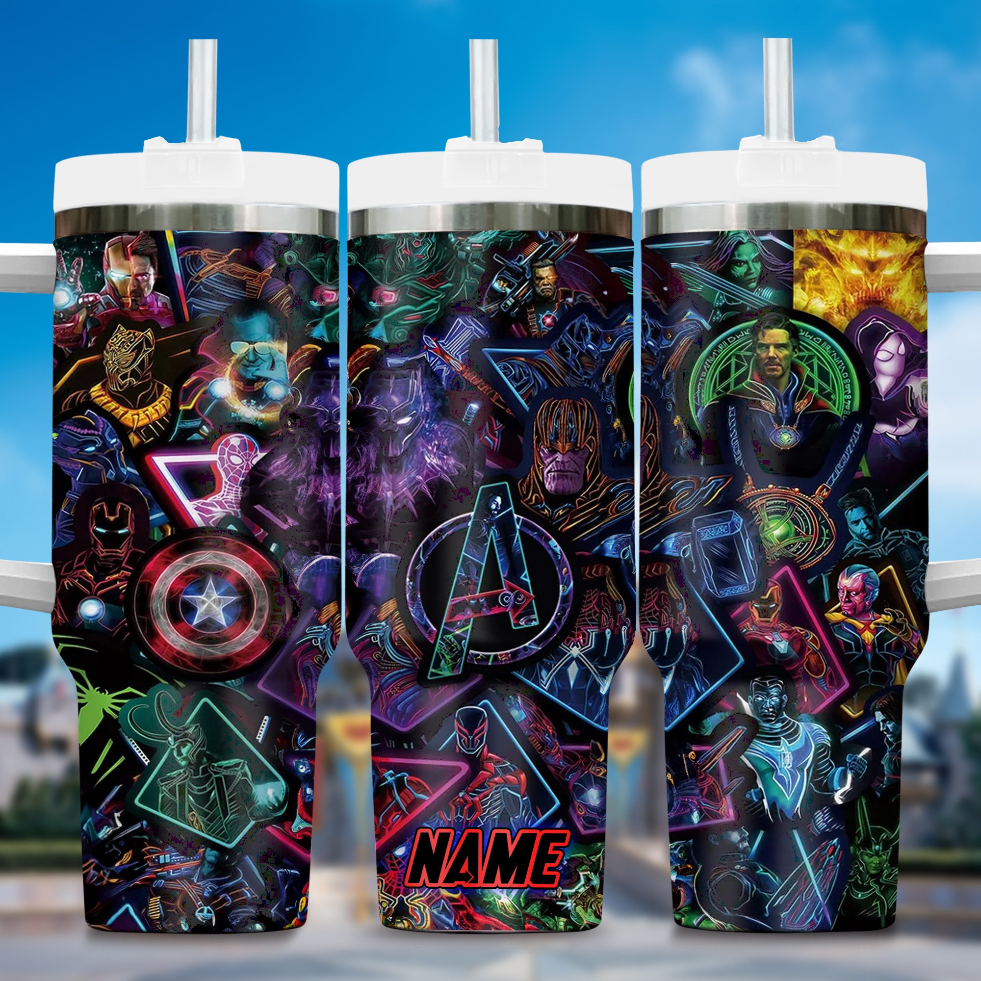 Super Heroes Movies Custom Stanley Quencher 40oz Stainless Steel Tumbler With Handle