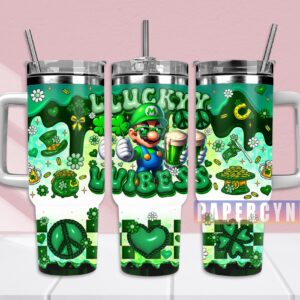 Super Mario Custom Stanley Quencher 40oz Stainless Steel Tumbler With Handle