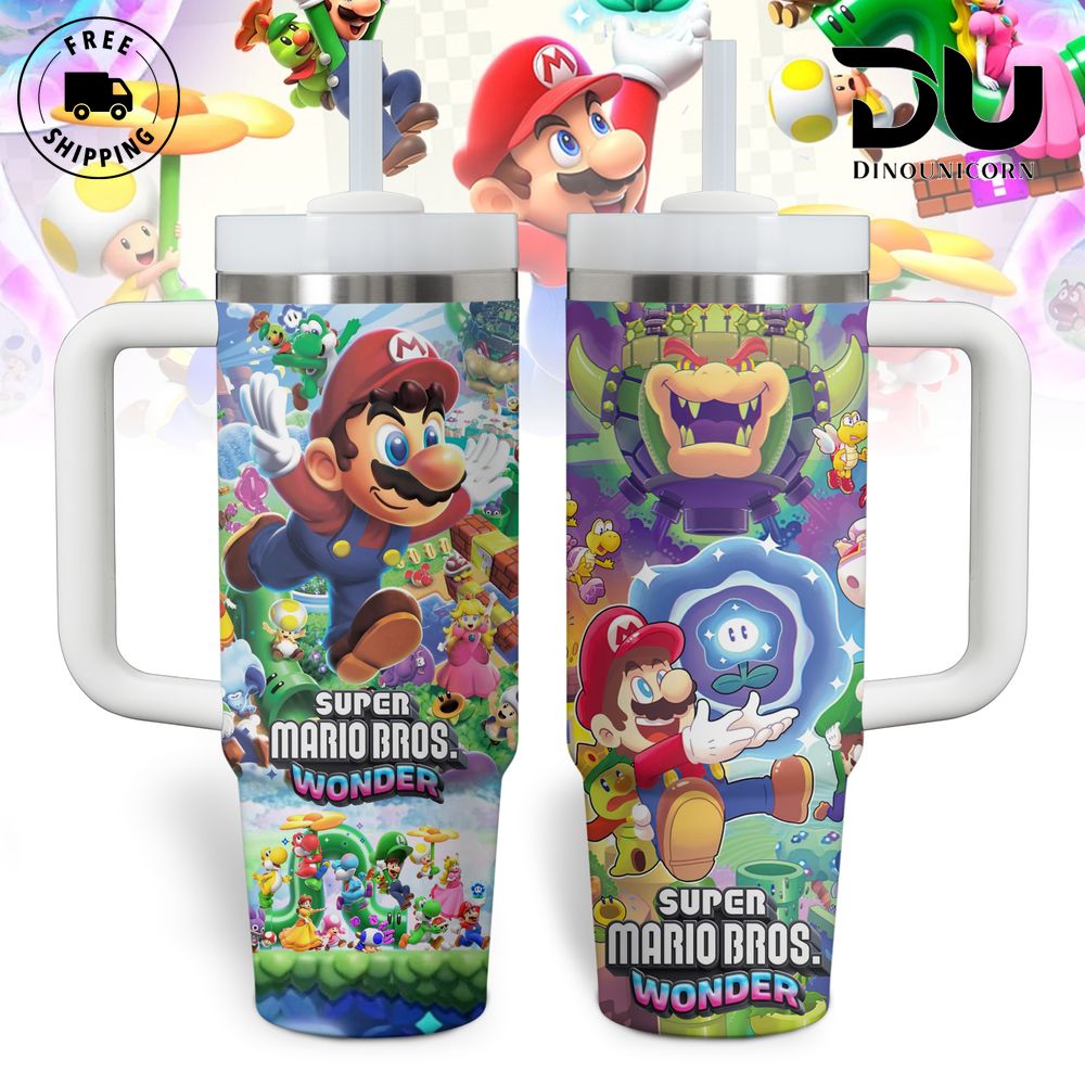 Super Mario Games Custom Stanley Quencher 40oz Stainless Steel Tumbler With Handle