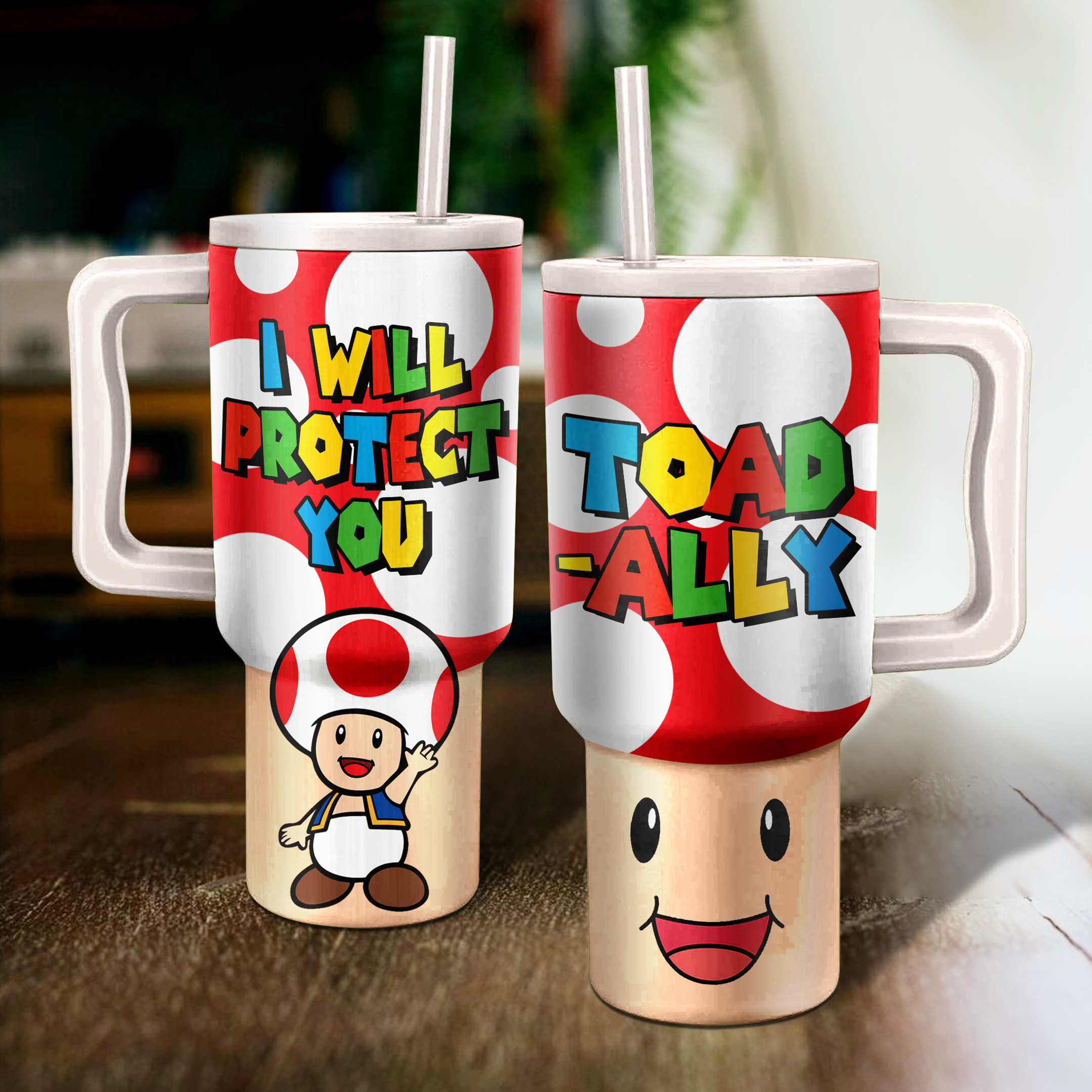 Super Mario Games Custom Stanley Quencher 40oz Stainless Steel Tumbler With Handle