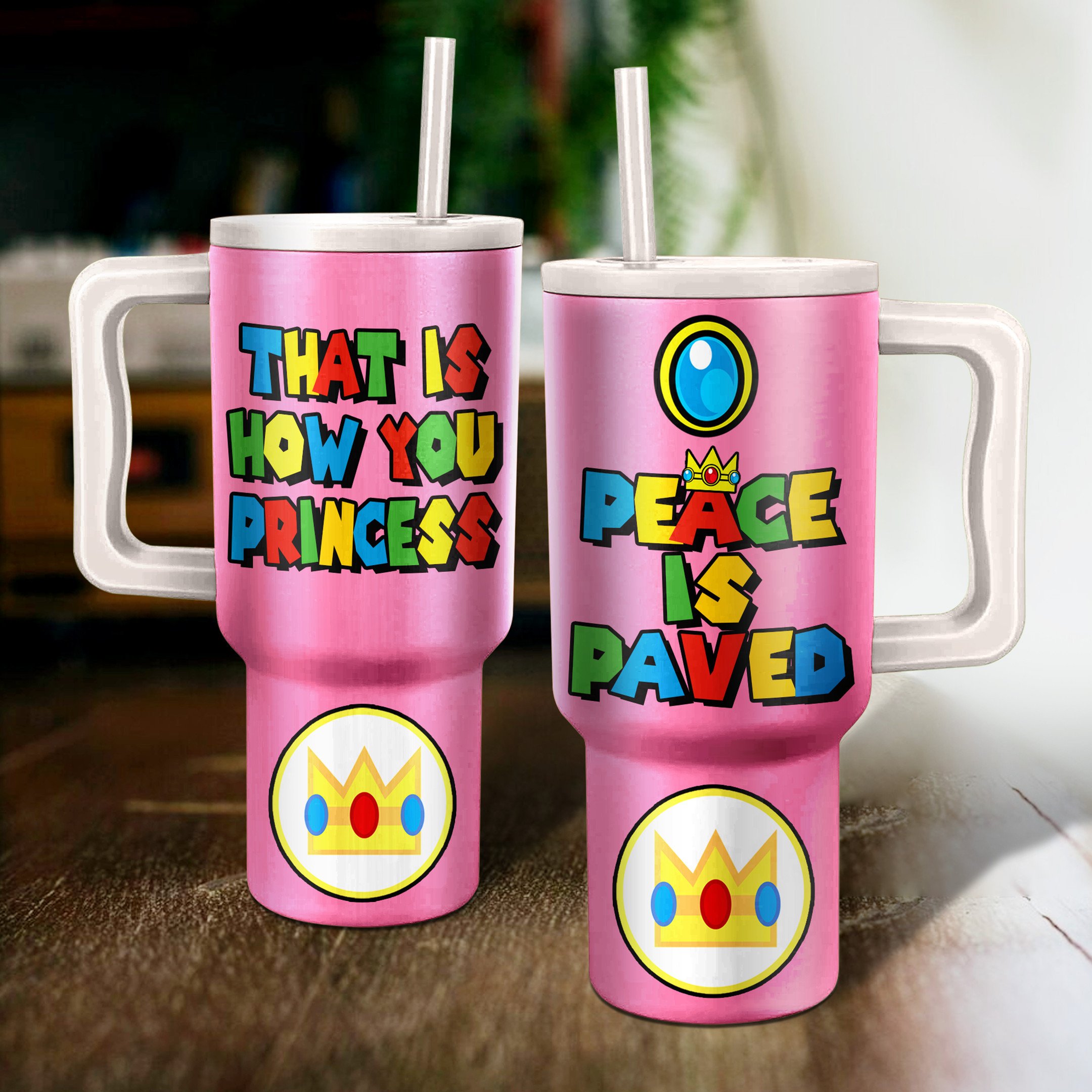Super Mario Games Custom Stanley Quencher 40oz Stainless Steel Tumbler With Handle
