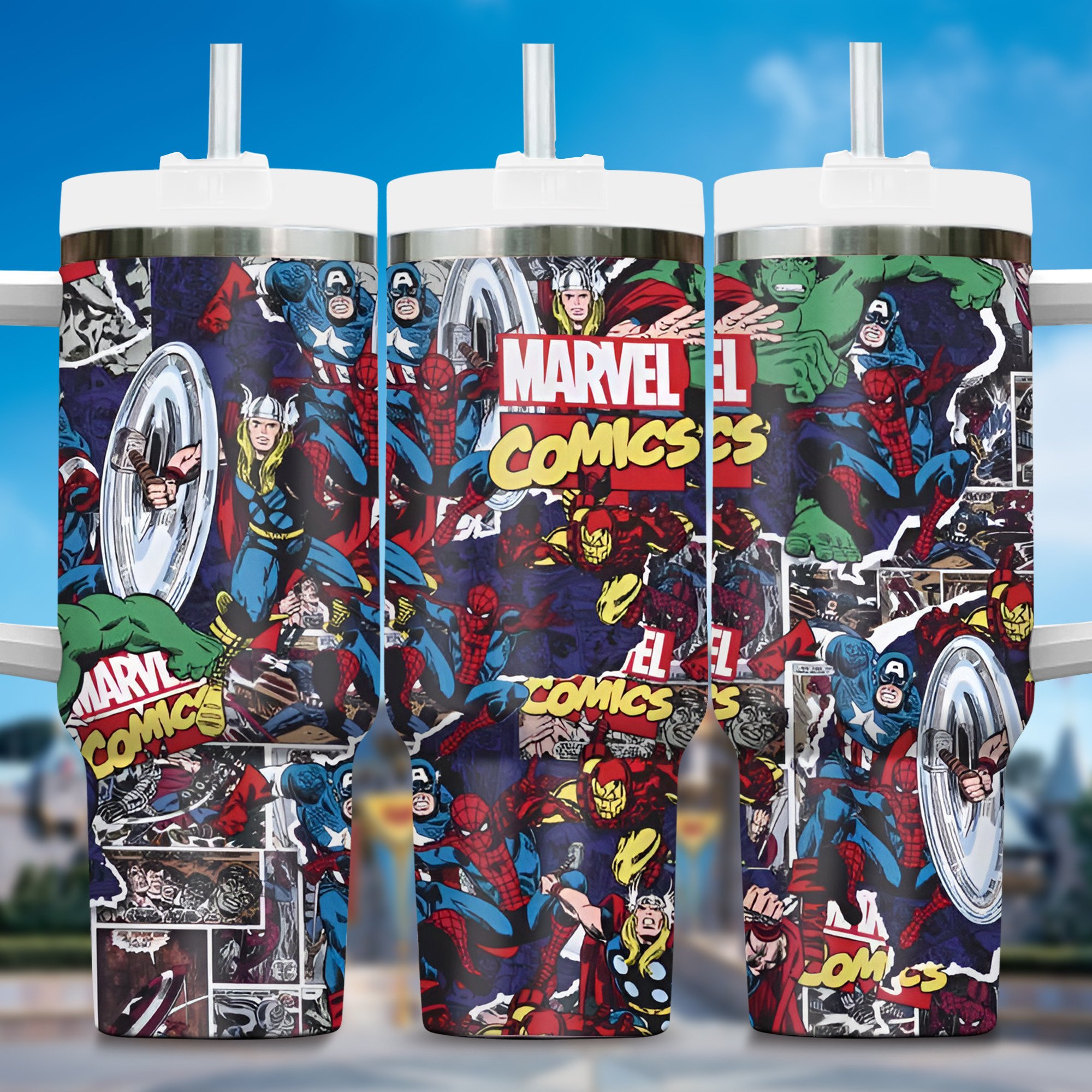 Superhero Marvel Movies Custom Stanley Quencher 40oz Stainless Steel Tumbler With Handle