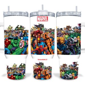 Superheroes Marvel Comics Custom Stanley Quencher 40oz Stainless Steel Tumbler With Handle