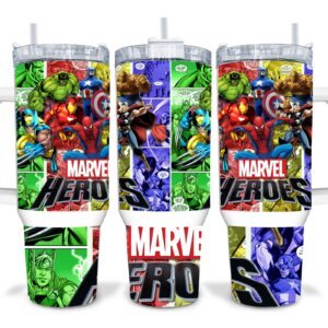 Superheroes Marvel Comics Custom Stanley Quencher 40oz Stainless Steel Tumbler With Handle