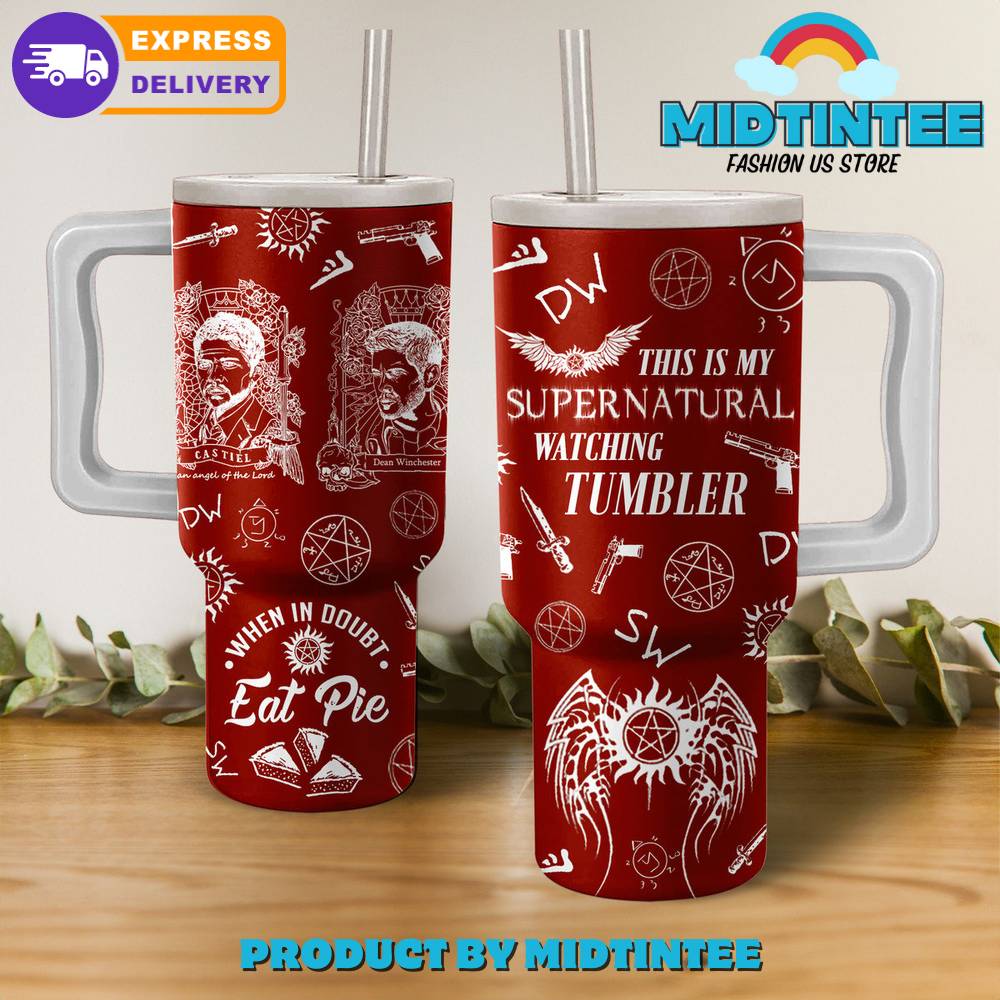 Supernatural TV Series Custom Stanley Quencher 40oz Stainless Steel Tumbler With Handle