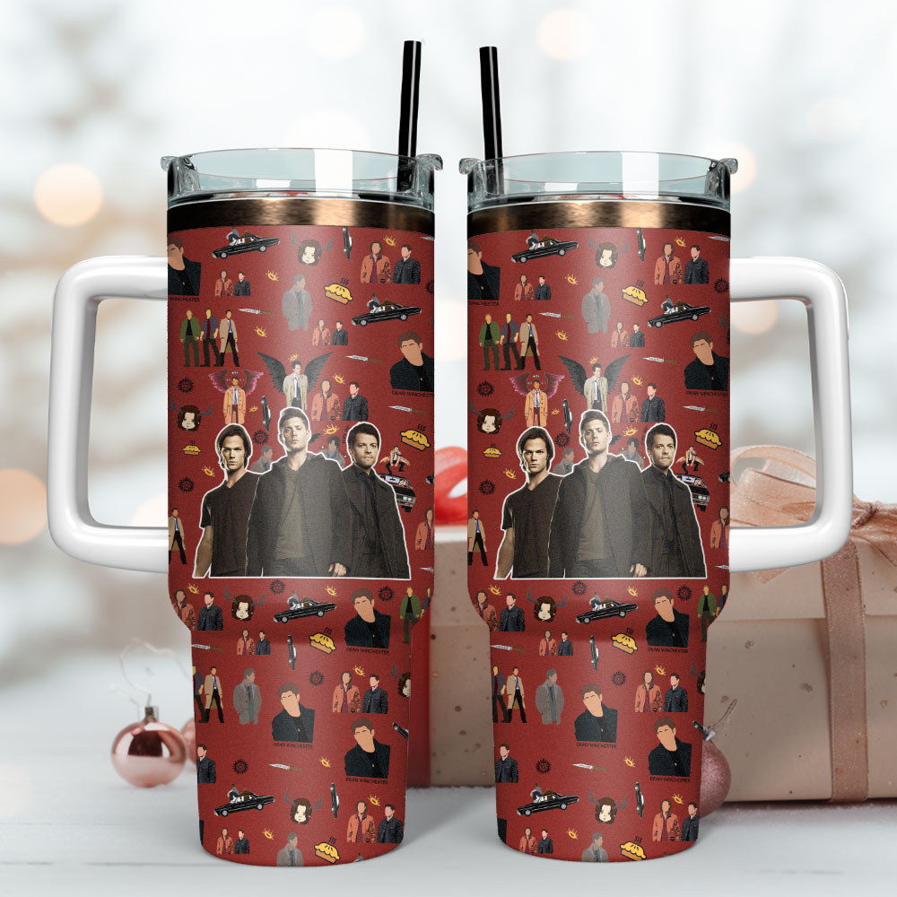 Supernatural TV Series Custom Stanley Quencher 40oz Stainless Steel Tumbler With Handle