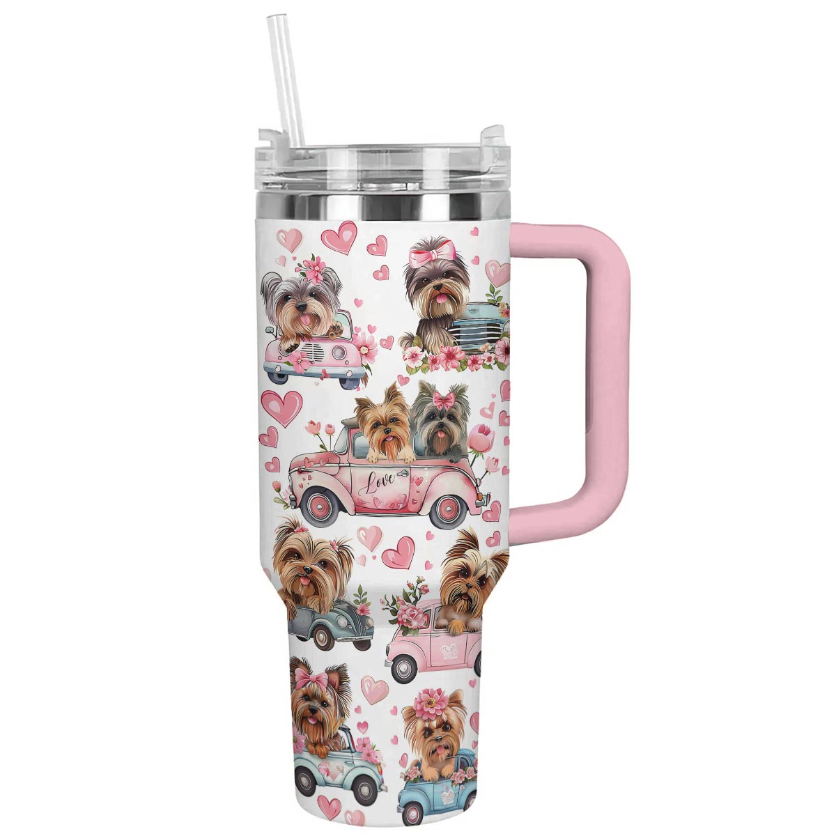 Sweet Love Dog Custom Stanley Quencher 40oz Stainless Steel Tumbler With Handle