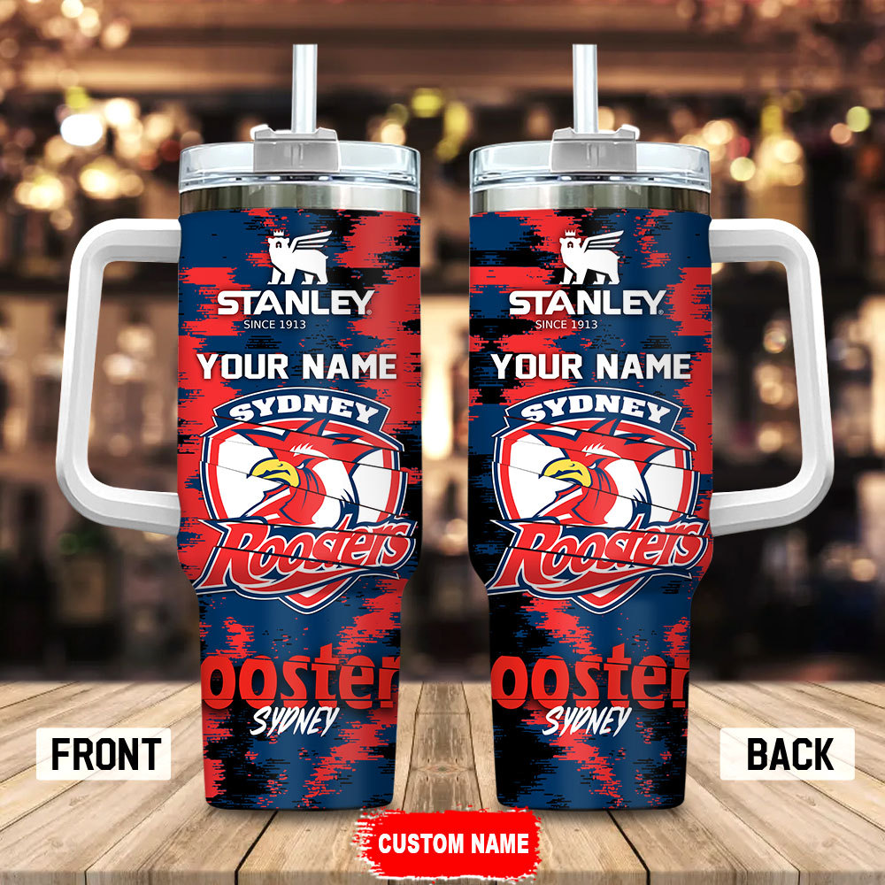 Sydney Roosters NRL Custom Stanley Quencher 40oz Stainless Steel Tumbler With Handle