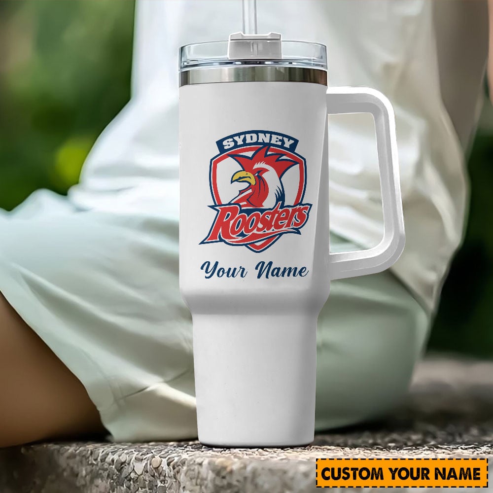 Sydney Roosters NRL Custom Stanley Quencher 40oz Stainless Steel Tumbler With Handle