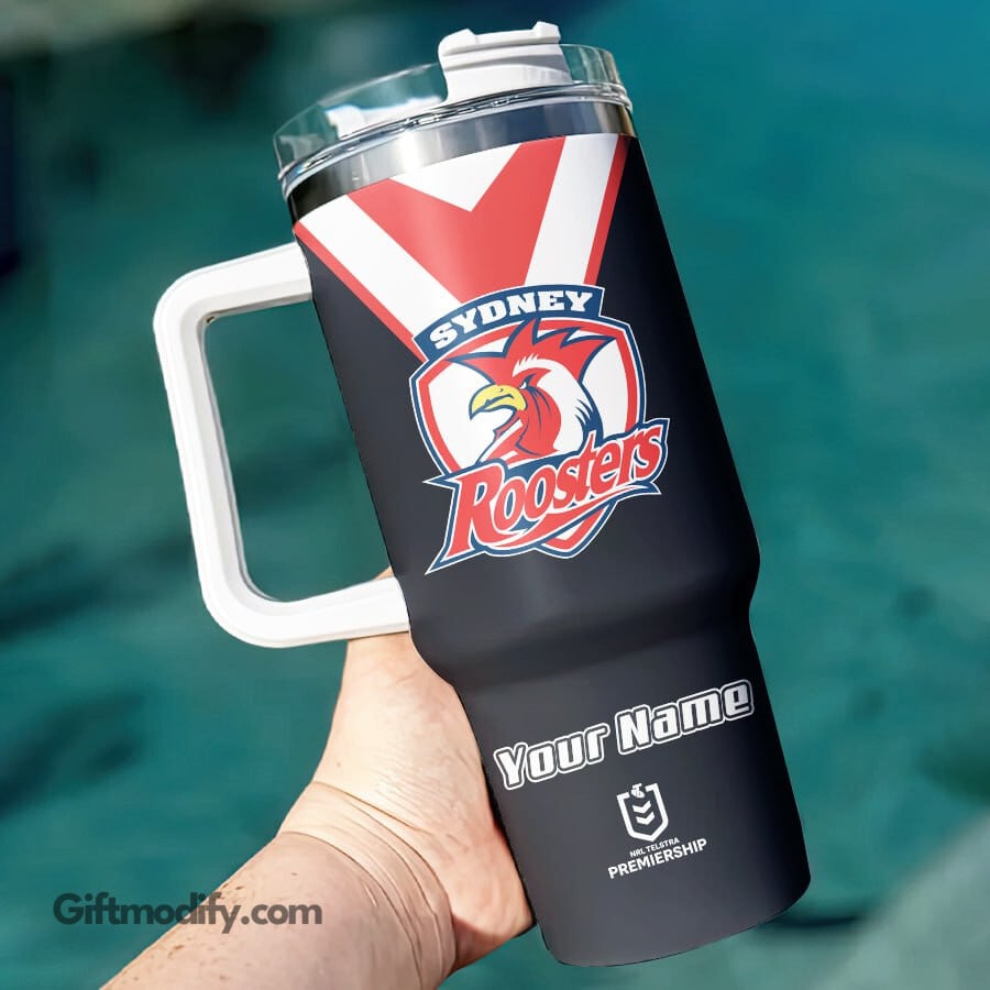 Sydney Roosters NRL Custom Stanley Quencher 40oz Stainless Steel Tumbler With Handle
