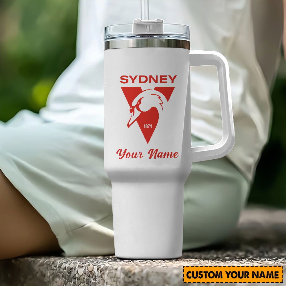 Sydney Swans AFL Custom Stanley Quencher 40oz Stainless Steel Tumbler With Handle