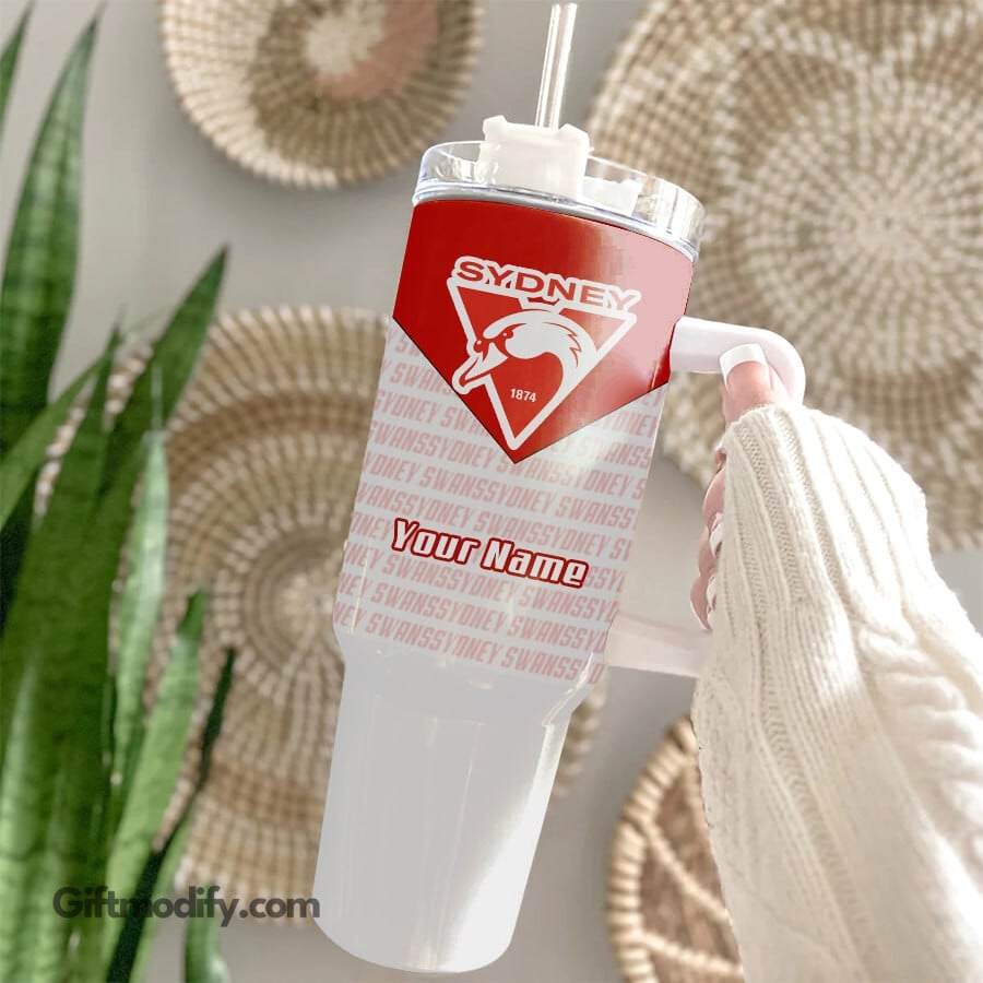 Sydney Swans AFL Custom Stanley Quencher 40oz Stainless Steel Tumbler With Handle