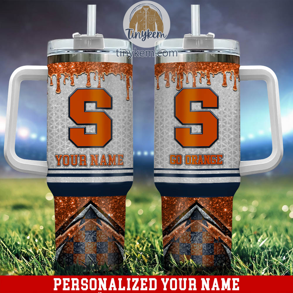 Syracuse Orange Glitter NCAA Custom Stanley Quencher 40oz Stainless Steel Tumbler With Handle
