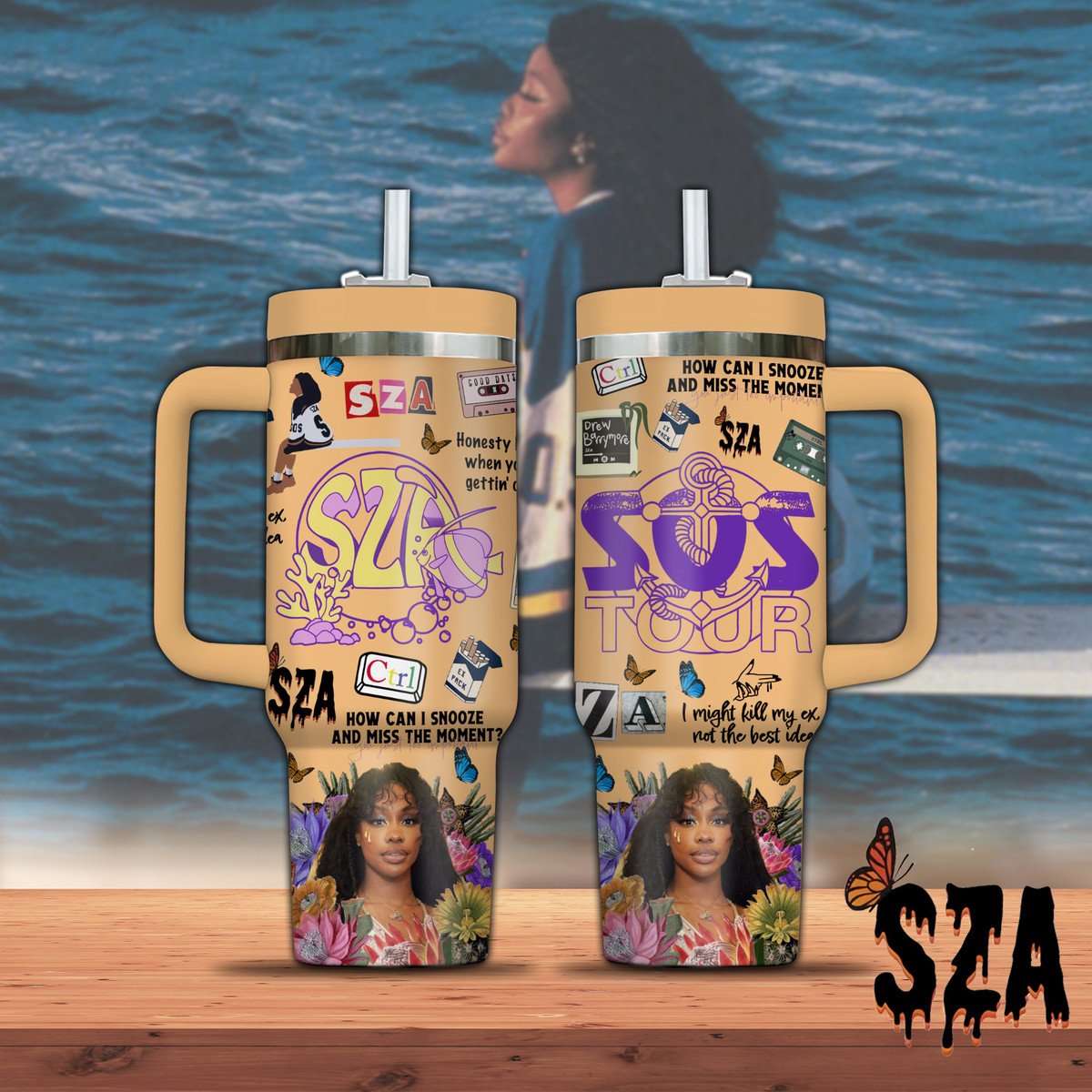 SZA Music Custom Stanley Quencher 40oz Stainless Steel Tumbler With Handle