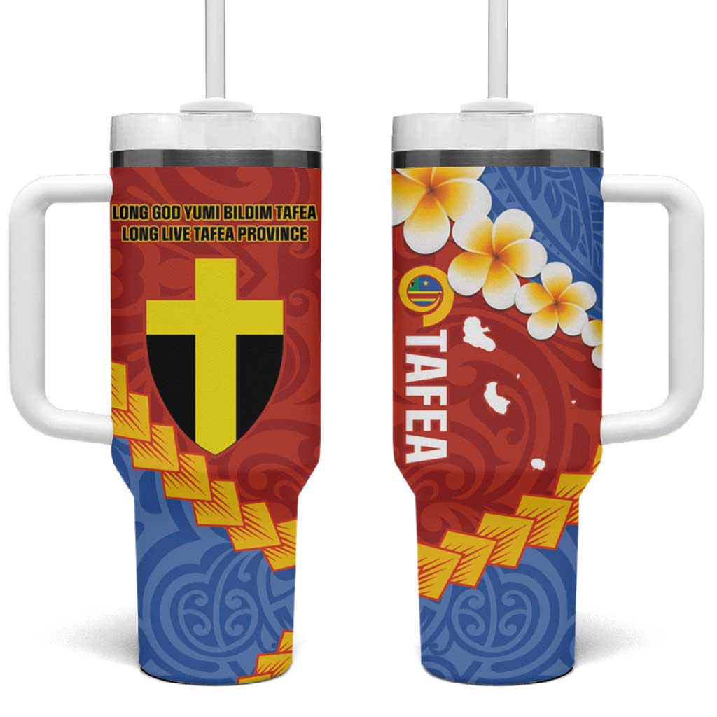 Tafea Province Vanuatu Map With Plumeria Flag Color Custom Stanley Quencher 40oz Stainless Steel Tumbler With Handle