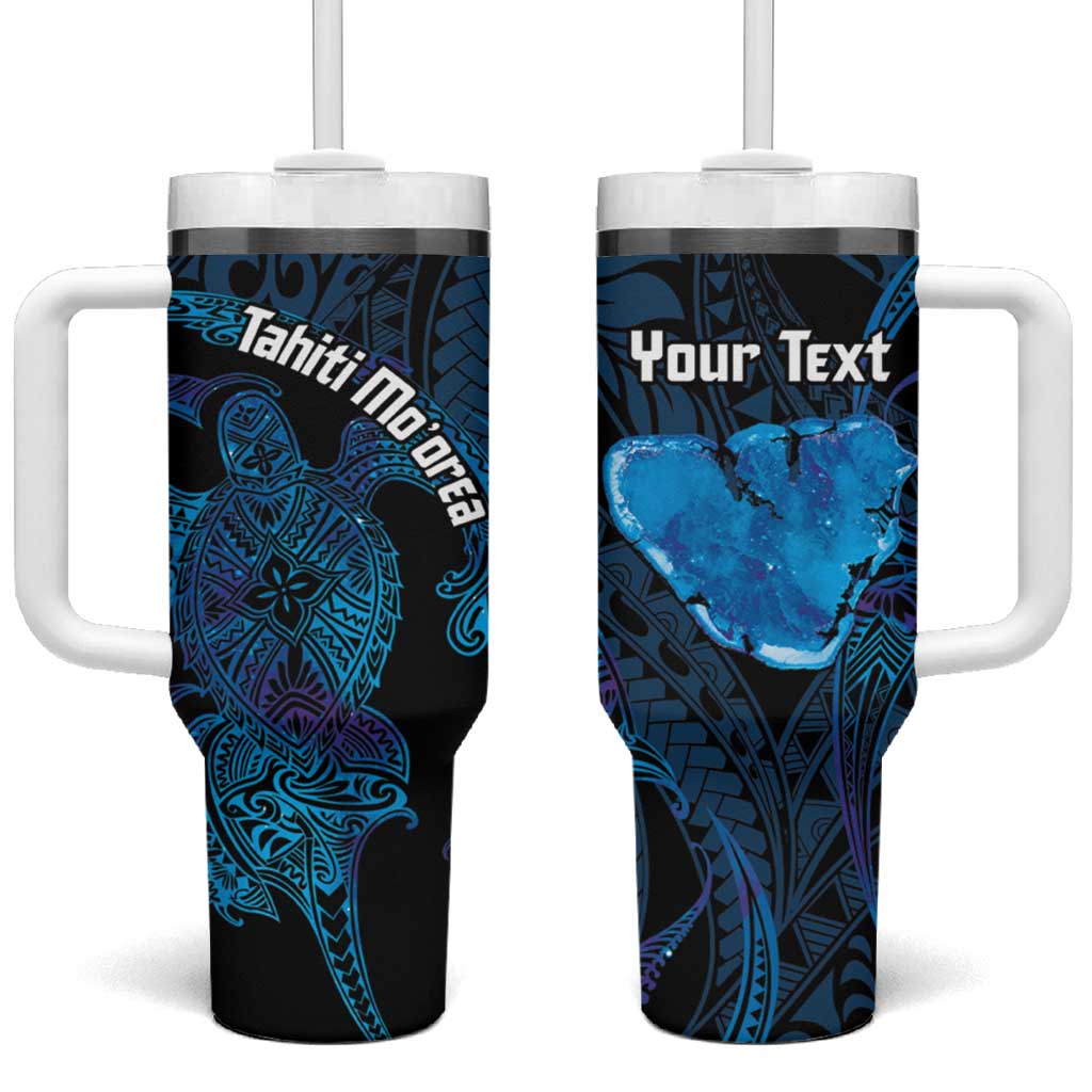 Tahiti Moorea Atoll Polynesian Sea Turtle Custom Stanley Quencher 40oz Stainless Steel Tumbler With Handle
