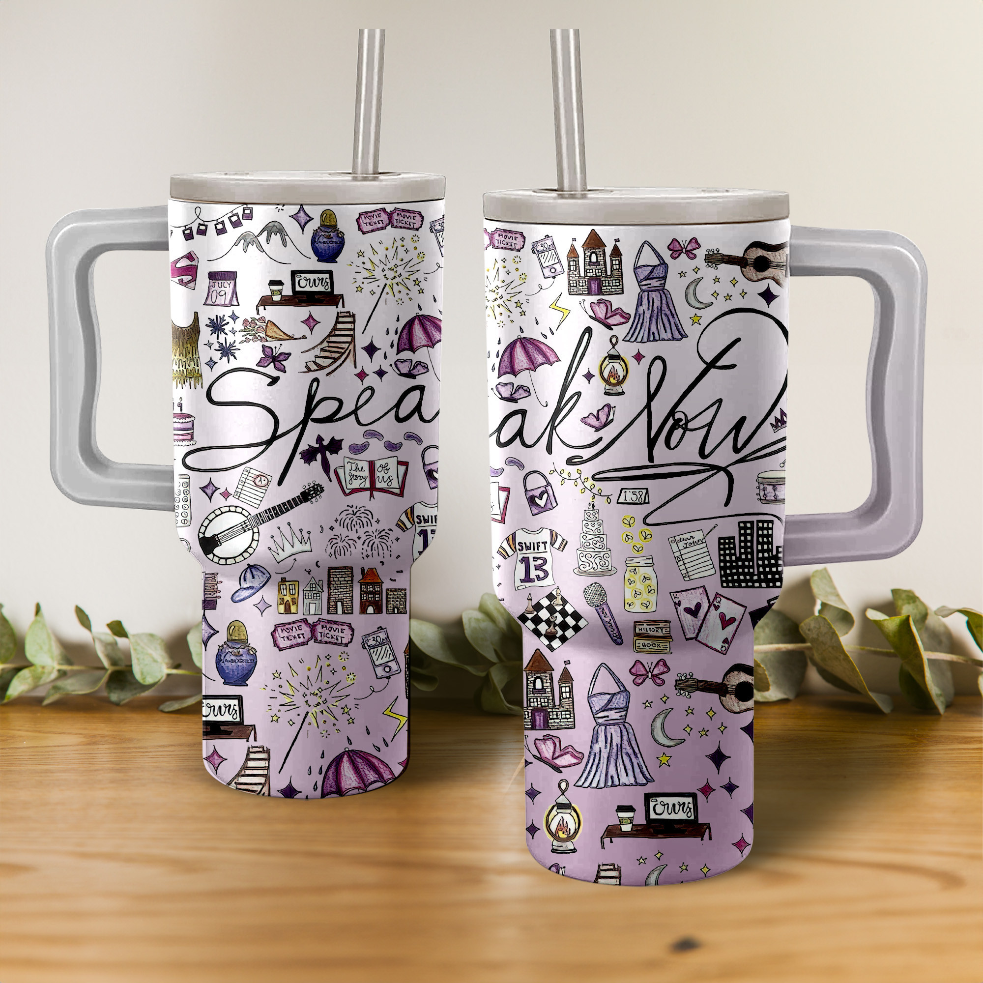 Talylor Swift Speak Now Album Music Custom Stanley Quencher 40oz Stainless Steel Tumbler With Handle