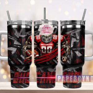 Tampa Bay Buccaneers Custom Stanley Quencher 40oz Stainless Steel Tumbler With Handle