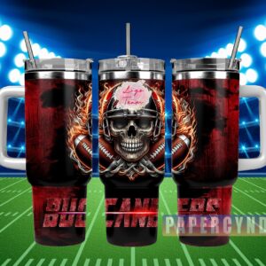 Tampa Bay Buccaneers Custom Stanley Quencher 40oz Stainless Steel Tumbler With Handle