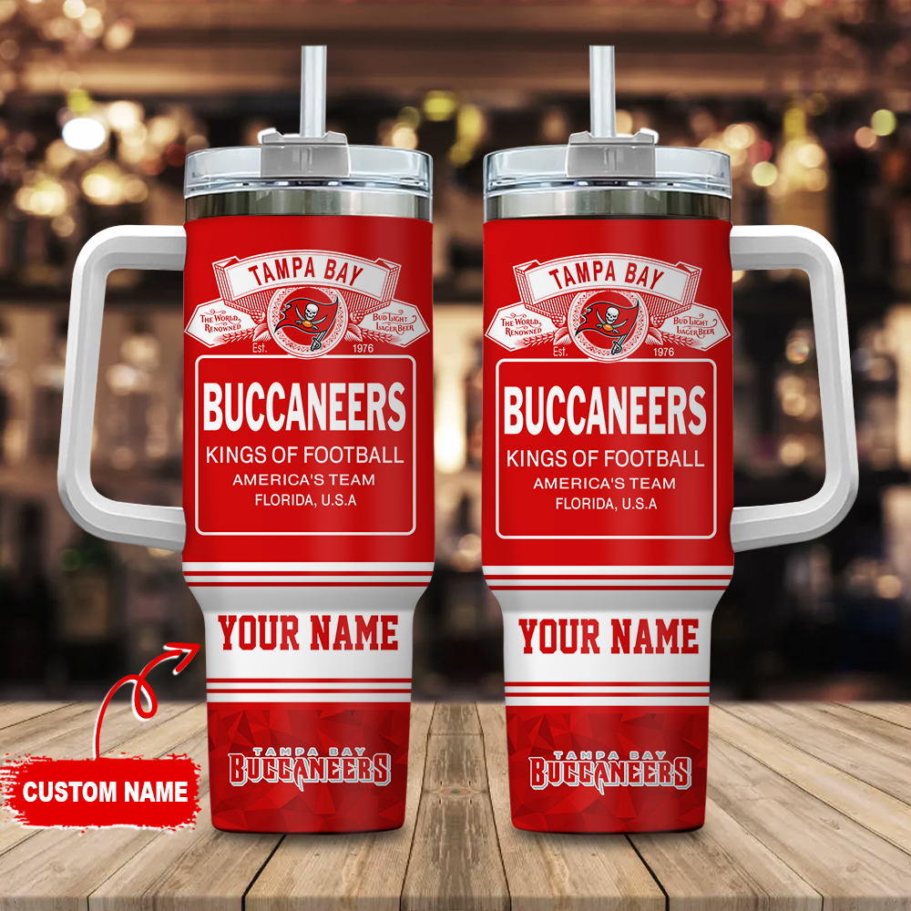 Tampa Bay Buccaneers NFL Bud Light Custom Stanley Quencher 40oz Stainless Steel Tumbler With Handle