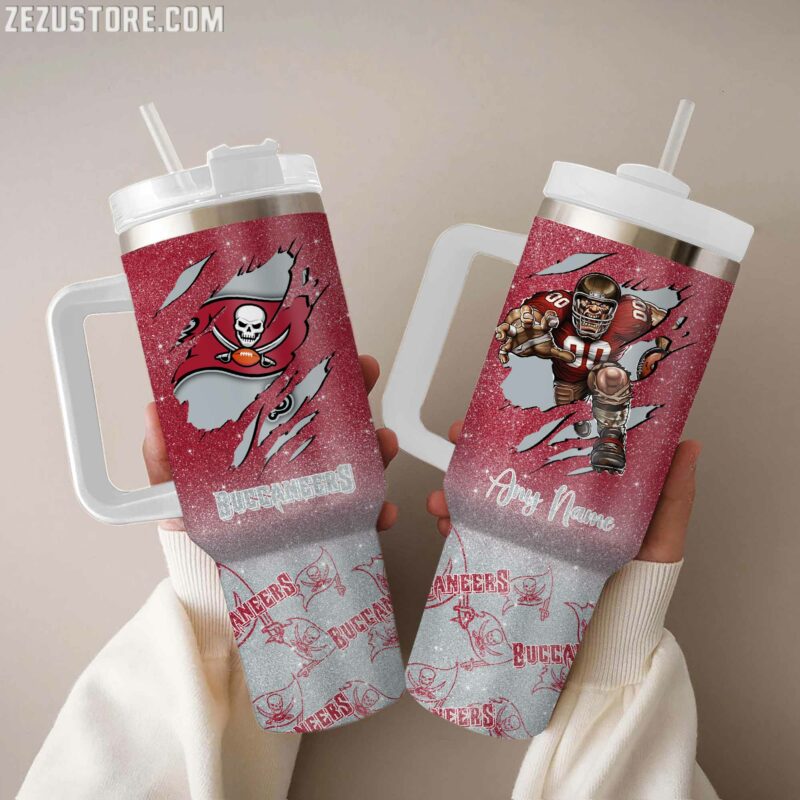 Tampa Bay Buccaneers NFL Custom Stanley Quencher 40oz Stainless Steel Tumbler With Handle